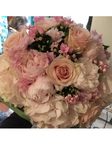 hydrangeas, roses, peonies and bouvardia bouquet